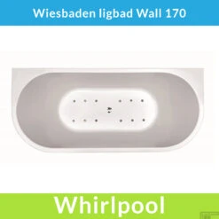 Half Vrijstaande Whirlpool Wiesbaden Wall 170x75x58 Cm Luchtsysteem Met RVS Jets Glans Wit