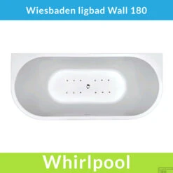 Half Vrijstaande Whirlpool Wiesbaden Wall 180x80x58 Cm Luchtsysteem Met RVS Jets Glans Wit