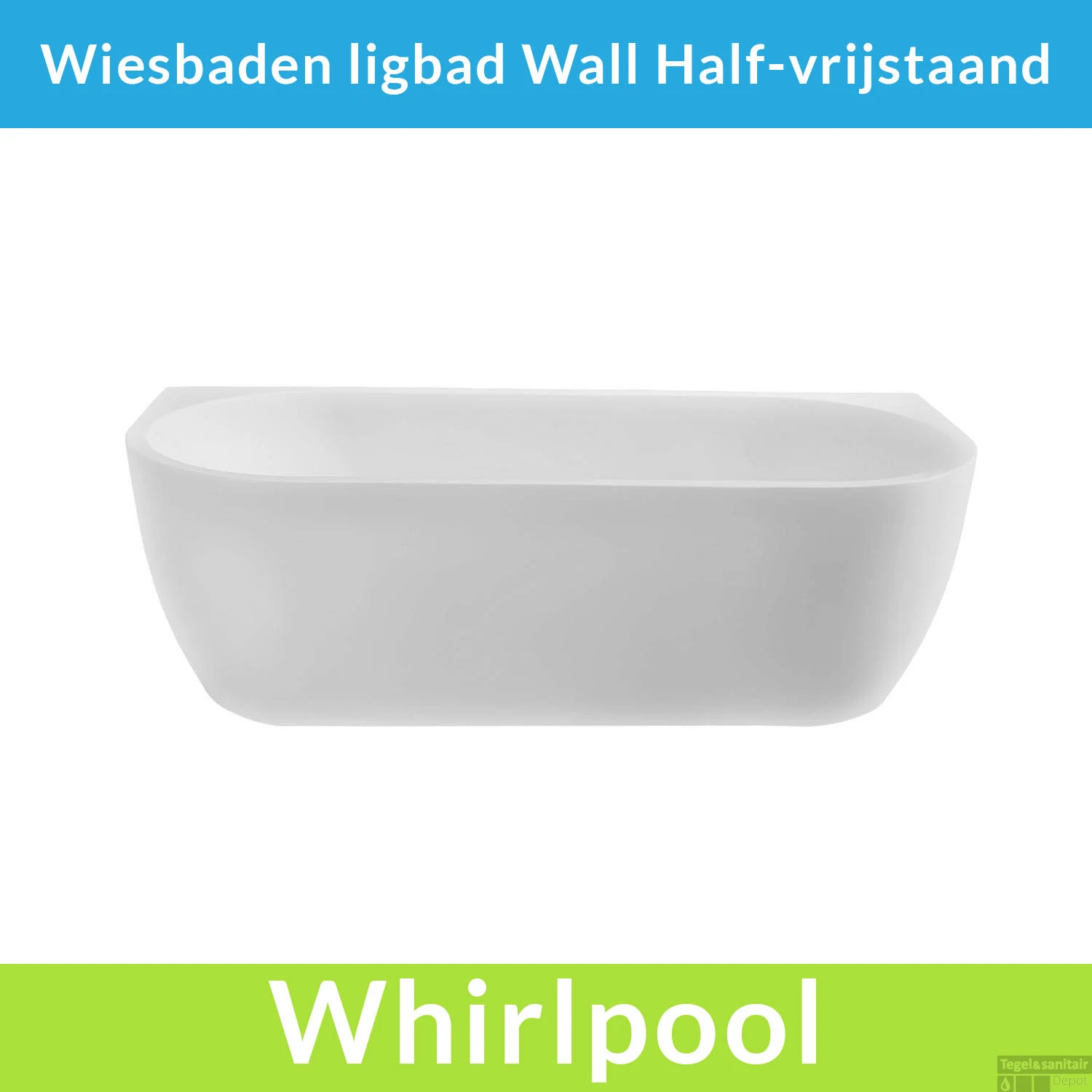 Half Vrijstaande Whirlpool Wiesbaden Wall 180x80x58 Cm Luchtsysteem Met RVS Jets Mat Wit