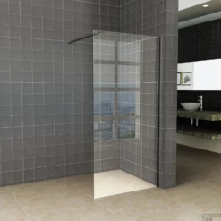 BWS Inloopdouche Pro Line Helderglas 50x200 8mm Nano Coating Mat Zwart Profiel En Stang