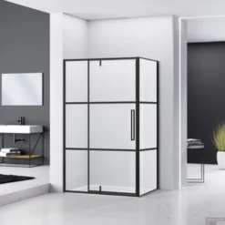 Hoek Douchecabine Van Rijn Zijwand 200x120x90 Cm 6 Mm Helder Glas Aluminium Zwart