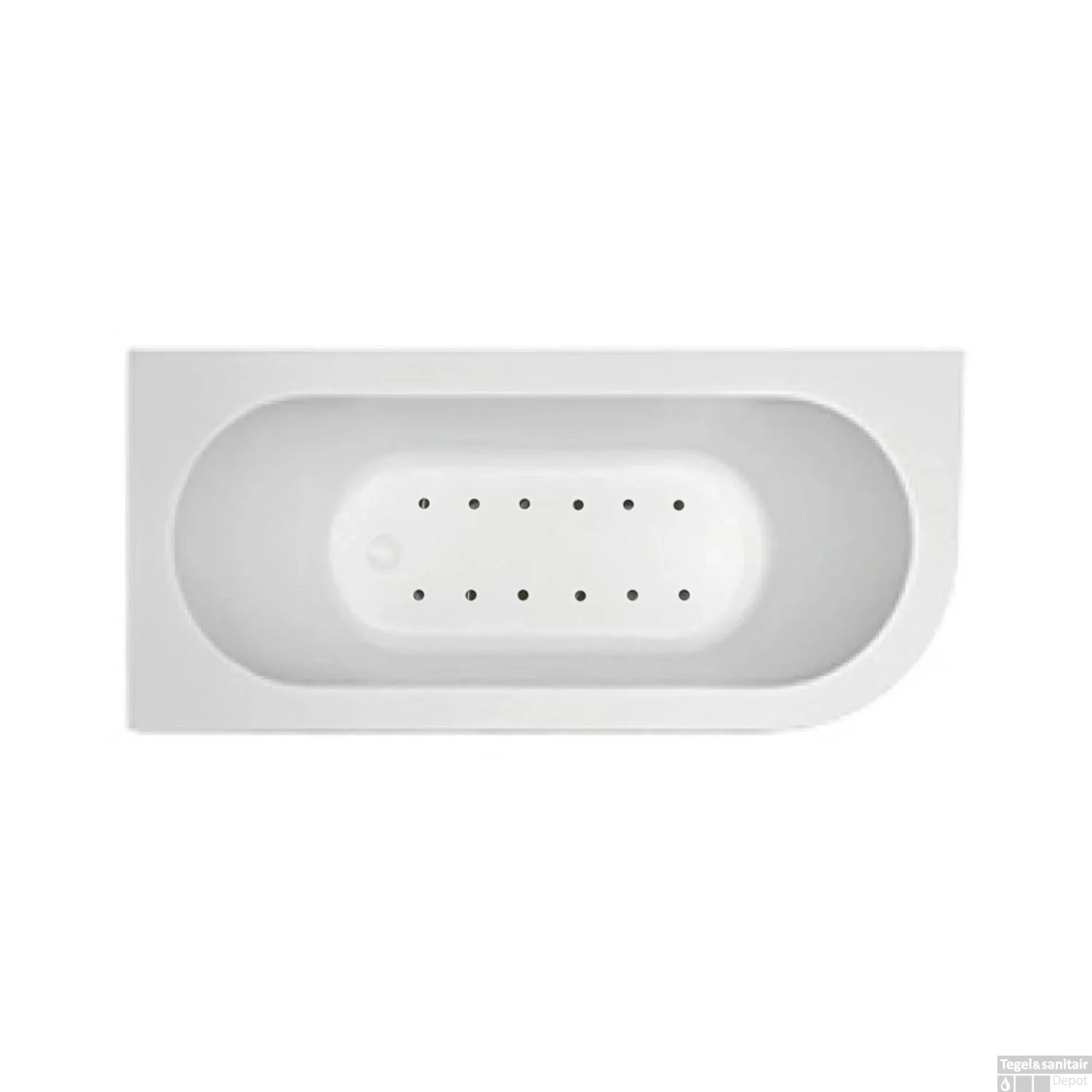 Hoekbad Whirlpool Wiesbaden Corner 180x80x58 Cm Luchtsysteem Met Gunmetal Jets En Waste Links Wit - Afbeelding 2