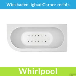 Hoekbad Whirlpool Wiesbaden Corner 180x80x58 Cm Luchtsysteem Met Gunmetal Jets En Waste Rechts Wit
