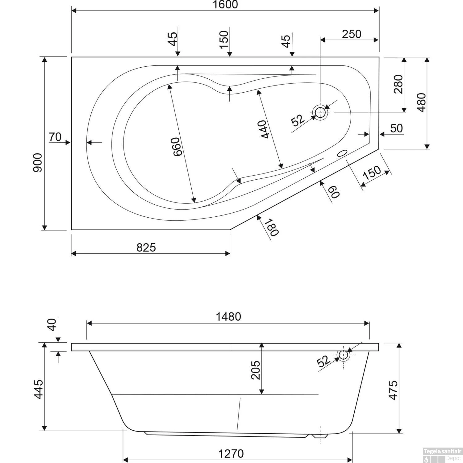 Inbouw Hoekbad Wisa Tirano 160x90x47.5 Cm Links Wit 2 Inbouw Hoekbad Wisa Tirano 160x90x47.5 Cm Links Wit - Afbeelding 2