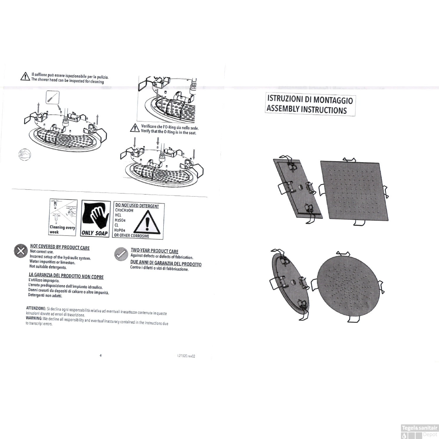 Hoofddouche Belleza Bagno ClipOn Inbouw Regendouche Rond 44 Cm Mat Zwart - Afbeelding 5