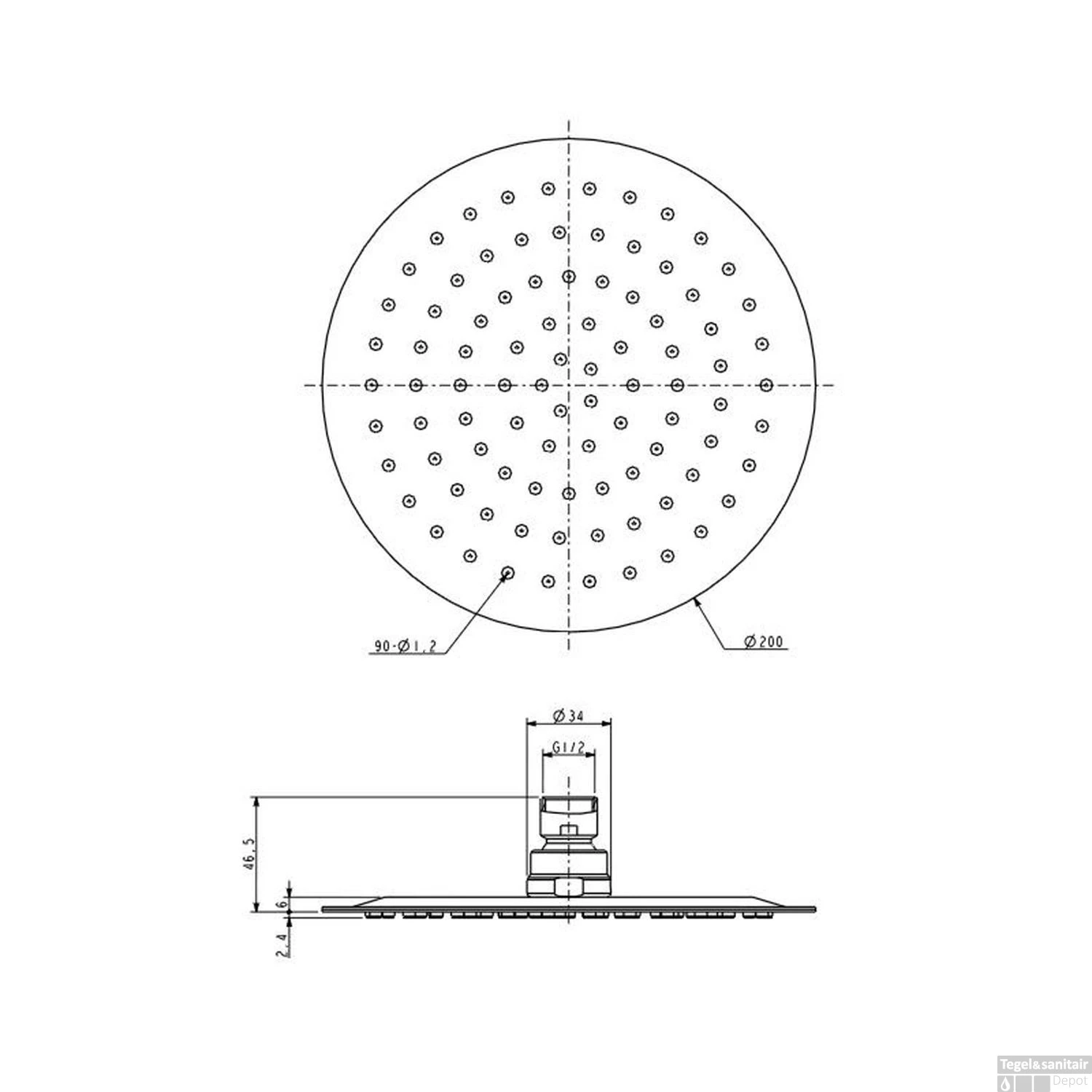 Hoofddouche BWS Colorato Rond 20 Cm Mat Zwart - Afbeelding 2