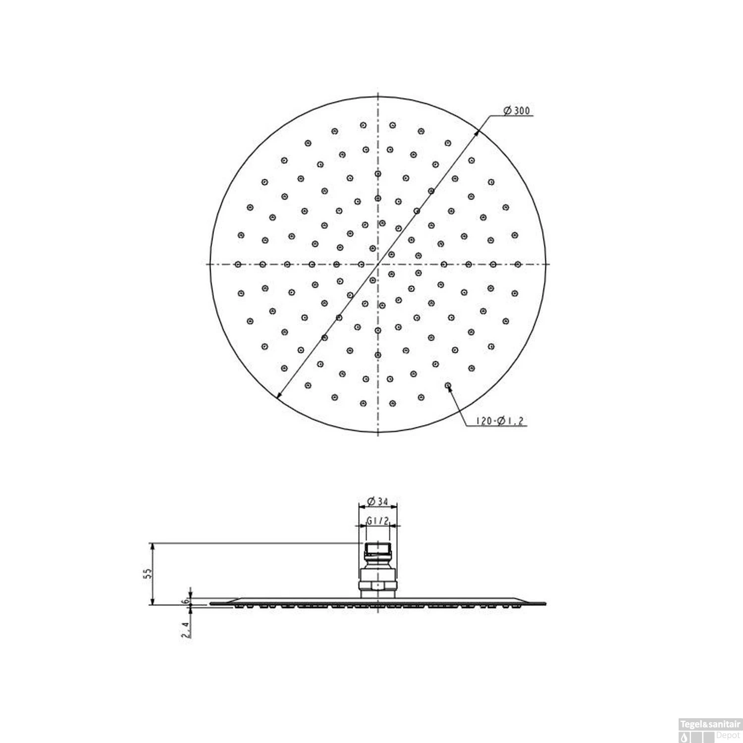 Hoofddouche BWS Colorato Rond 30 Cm Mat Zwart 2 Hoofddouche BWS Colorato Rond 30 Cm Mat Zwart - Afbeelding 2