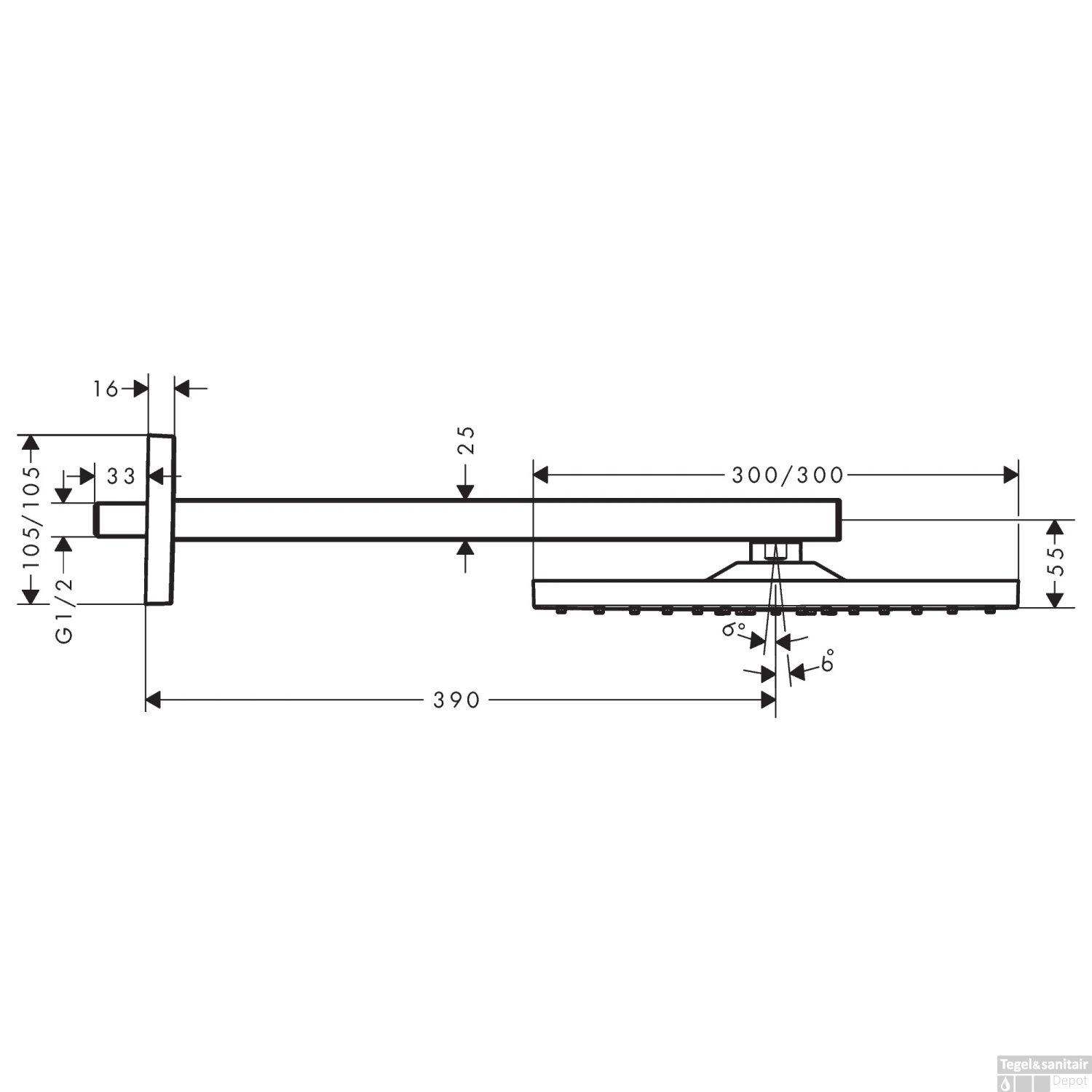 Hoofddouche HansGrohe Raindance E 300 1jet Met Douche-arm Chroom 3 Hoofddouche HansGrohe Raindance E 300 1jet Met Douche-arm Chroom - Afbeelding 3
