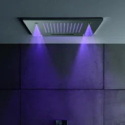 Hoofddouche Hotbath Mate 50x50 Cm Triple Inbouw LED Geborsteld Nikkel