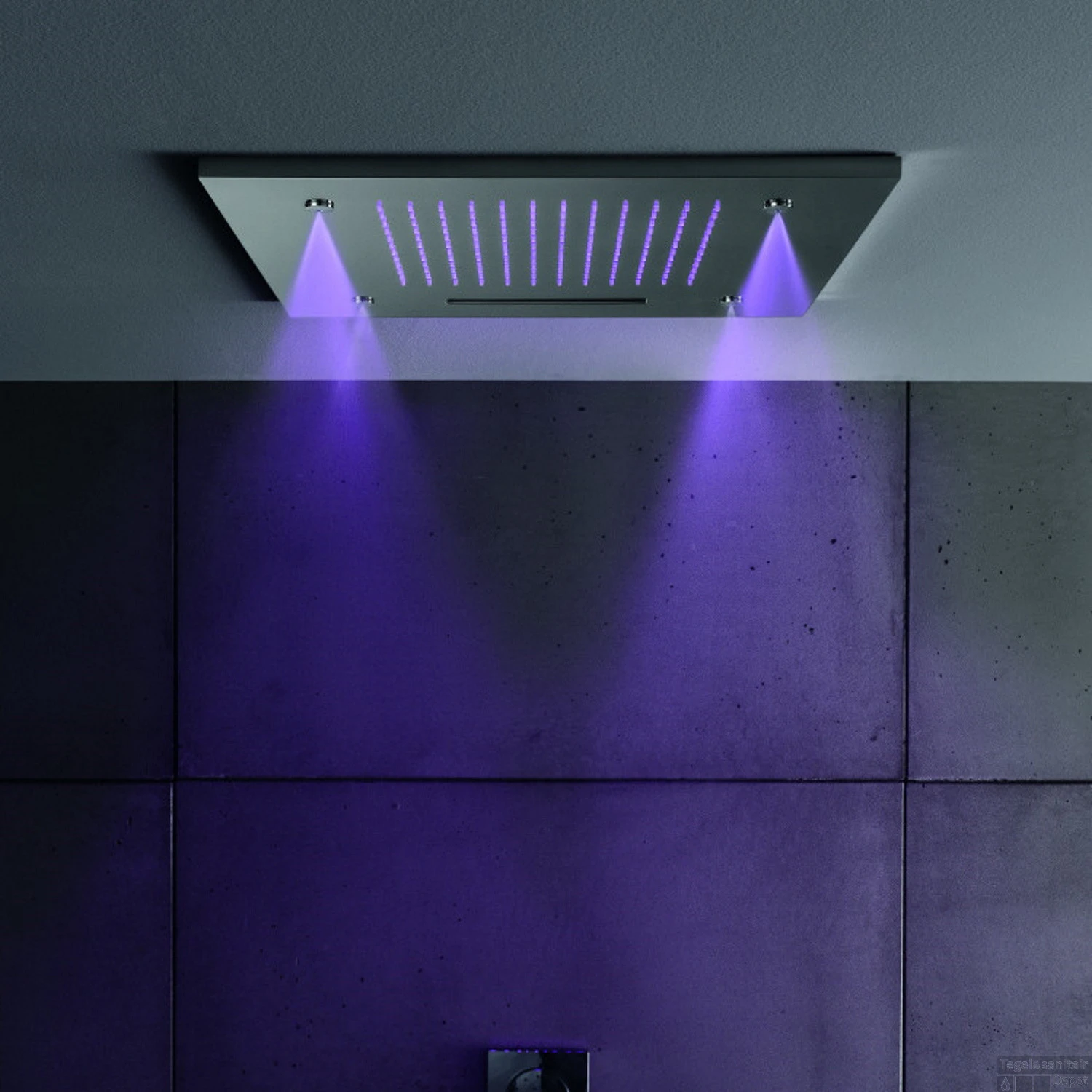 Hoofddouche Hotbath Mate 50x50 Cm Triple Inbouw LED Geborsteld Nikkel