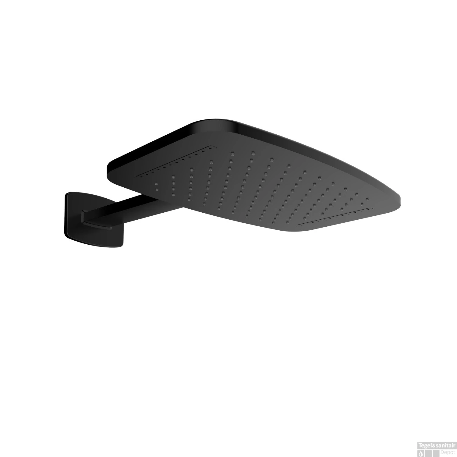 Hoofddouche Met Waterval Wiesbaden Met Douchearm 40.4x25.4 Cm Mat Zwart