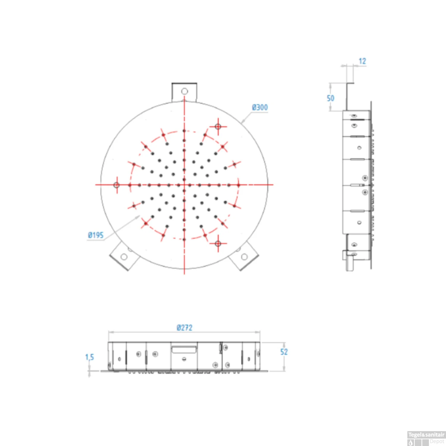 Regendouche Salenzi Giro Inbouw 30cm Mat Zwart 3 Regendouche Salenzi Giro Inbouw 30cm Mat Zwart - Afbeelding 3