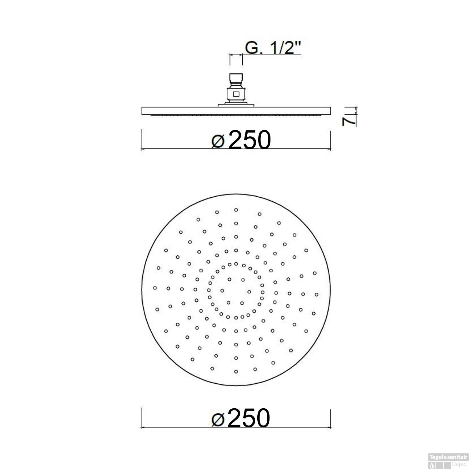 Hoofddouche Sanimex Giulini Rond Ø 25cm Mat Wit 2 Hoofddouche Sanimex Giulini Rond Ø 25cm Mat Wit - Afbeelding 2