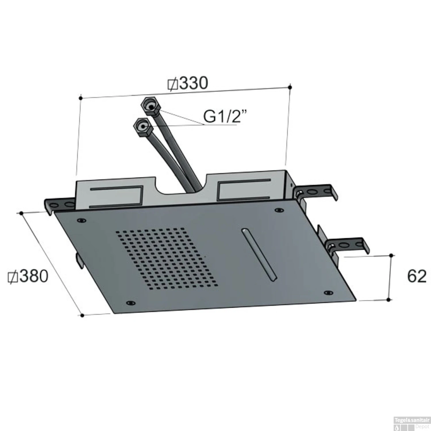 Hotbath Archie Hoofddouche Vierkant Inbouw 38 Cm RVS 316 AR197IX 2 Hotbath Archie Hoofddouche Vierkant Inbouw 38 Cm RVS 316 AR197IX - Afbeelding 2