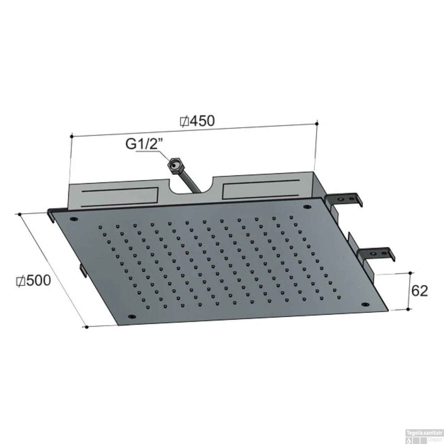 Hotbath Archie Hoofddouche Vierkant Inbouw 50 Cm RVS 316 AR111IX 2 Hotbath Archie Hoofddouche Vierkant Inbouw 50 Cm RVS 316 AR111IX - Afbeelding 2