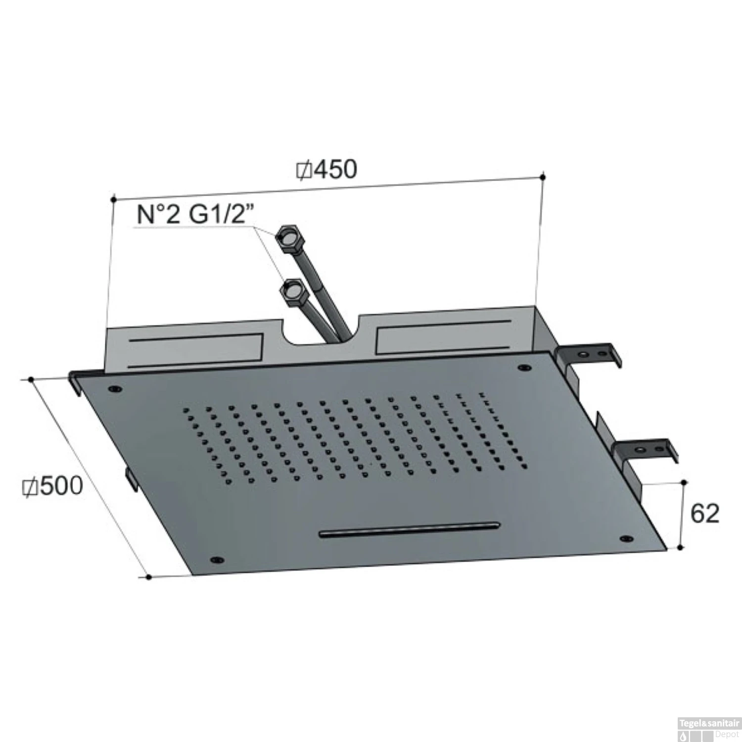 Hotbath Archie Hoofddouche Vierkant Inbouw 50 Cm RVS 316 AR142IX 2 Hotbath Archie Hoofddouche Vierkant Inbouw 50 Cm RVS 316 AR142IX - Afbeelding 2
