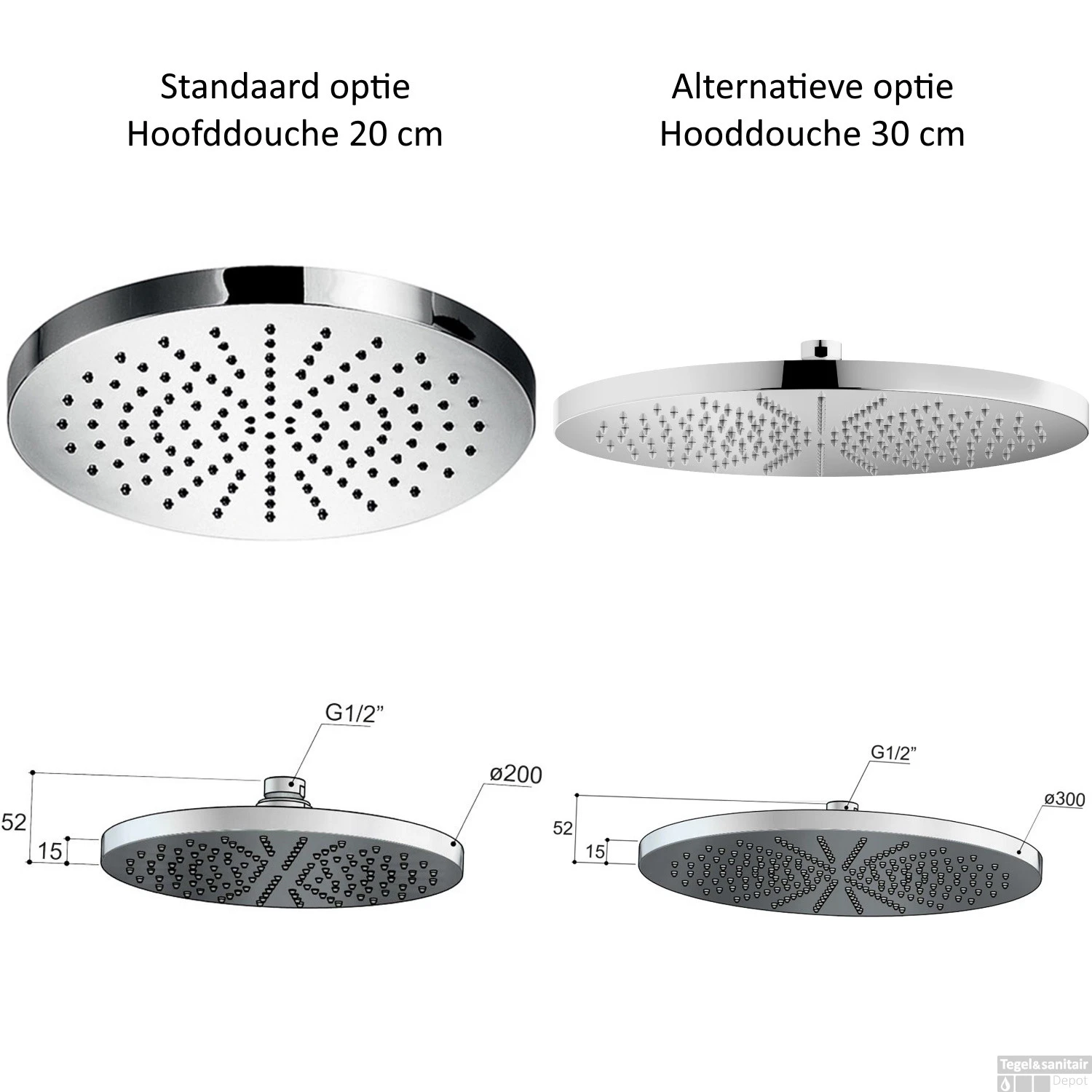 Doucheset Hotbath Cobber Met Ronde Handdouche En 30 Cm Hoofddouche Geborsteld Koper - Afbeelding 3