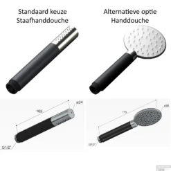 Doucheset Hotbath Cobber Met Ronde Handdouche En 30 Cm Hoofddouche Zwart Chroom -Baden Luxe Verkoop hotbath inbouw regendoucheset keuze staafhanddouche of handdouche sds9 11