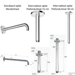 Complete Regendouche Hotbath Cobber IBS20A Inbouwset Met 2-Weg-Stop-Omstel -Baden Luxe Verkoop hotbath inbouw regendoucheset keuze wanduitloop plafonduitloop 15 cm of plafonduitloop 30 cm ibs20a