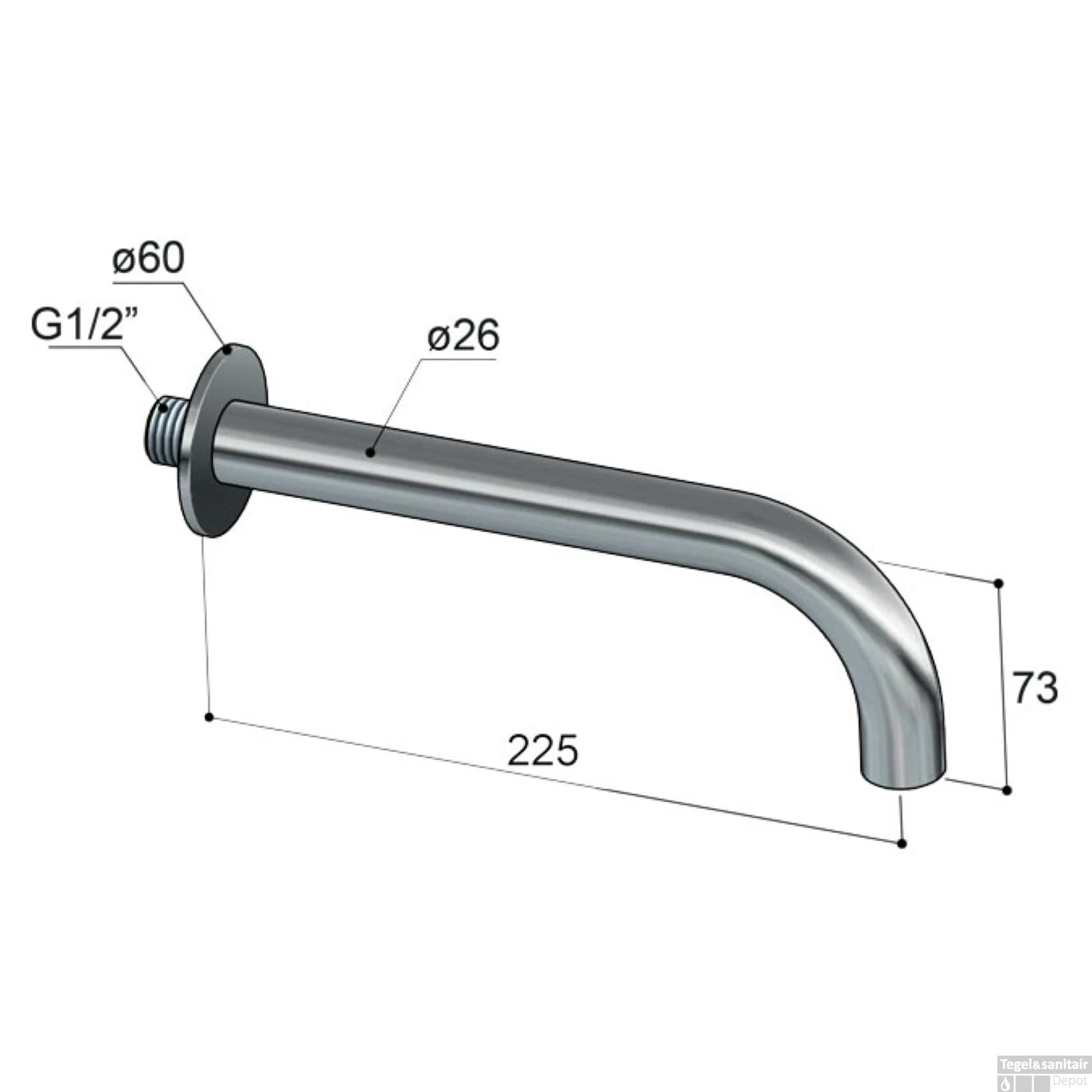 Universele Uitloop Hotbath Pal Met Verbogen Perlator 22.5 Cm Geborsteld Nikkel - Afbeelding 2