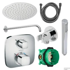 Hansgrohe Ecostat Regendoucheset Inbouw Wanduitloop Met Handdouche En Hoofddouche 30cm Thermostaat Square Chroom