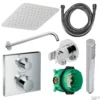 Hansgrohe Ecostat Regendoucheset Inbouw Wanduitloop Met Handdouche En Hoofddouche 30cm Thermostaat Vierkant Chroom