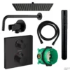 Hansgrohe Ecostat Regendoucheset Inbouw Wanduitloop Met Handdouche En Hoofddouche 30cm Thermostaat Vierkant Zwart