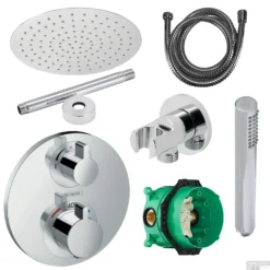 Hansgrohe Ecostat Regendoucheset Inbouw Plafonduitloop Met Handdouche En Hoofddouche 30cm Thermostaat Rond Chroom