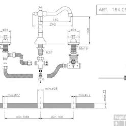 Wastafelmengkraan Huber Croisette 3-gats 164CS01HCA Chroom
