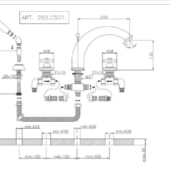 Huber Croisette 4-gats Badmengkraan Chroom 262CS01HCR