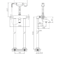Huber Croisette Badmengkraan Op Pilaar Chroom/Goud 28801HCA