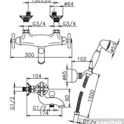 Huber Croisette Badthermostaatkraan Met Handdoucheset Chroom 193CS01HCR