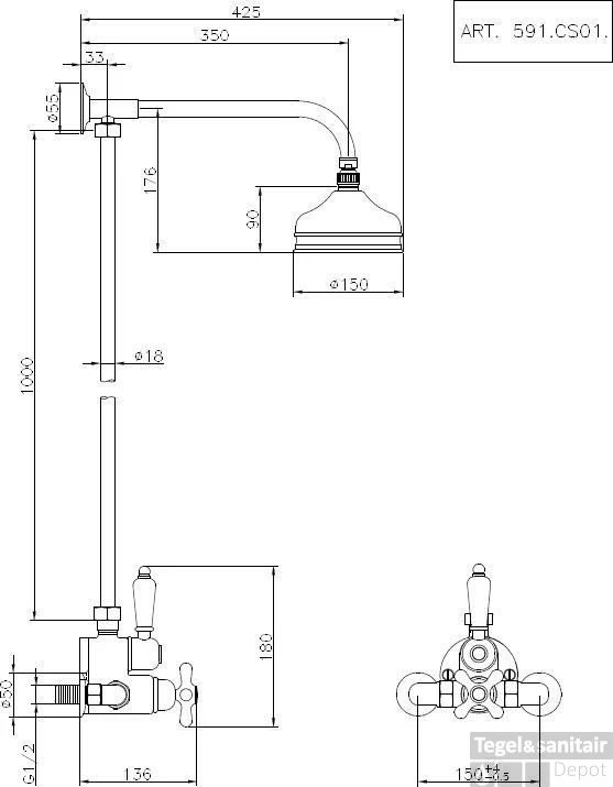 Huber Croisette Douchecombinatie Chroom 591CS21HCR 1 Huber Croisette Douchecombinatie Chroom 591CS21HCR