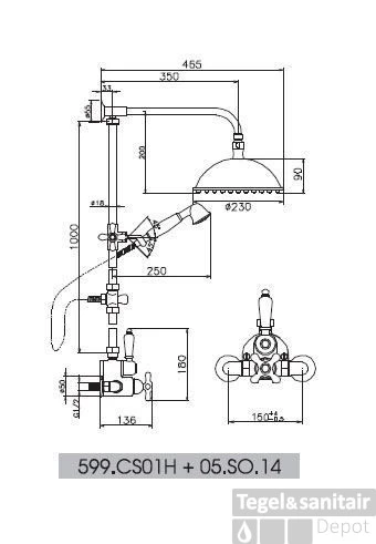 Huber Croisette Douchecombinatie Goud 599CS01HAG 1 Huber Croisette Douchecombinatie Goud 599CS01HAG