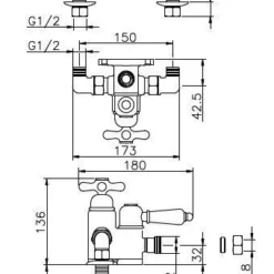 Huber Croisette Douchemengkraan RVS 150CS51HNS 3/4
