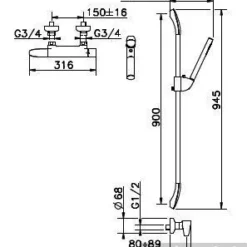 Huber Icon Thermostaatkraan Met Handdoucheset Chroom 190.VL01H.CR