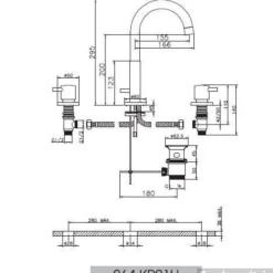 Huber Kiruna 3-gats Wastafelmengkraan RVS 264KR01HNS