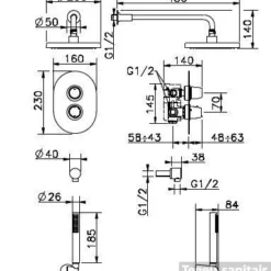 Huber Kyoto Inbouw Doucheset Thermostatisch 913DKY21HCR