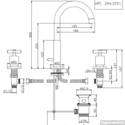 Wastafelmengkraan Huber Suite 3-gats 264ST01HCR Chroom