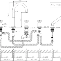 Huber Suite 5-gats Badkraan Voor Badrandmontage 262ST01HNS