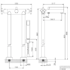 Huber Suite Badkraan Op Pilaren Met Handdouche 238N01HCR