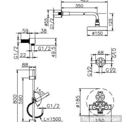 Huber Suite Inbouw Doucheset Met Glijstangset 912ST01HCR