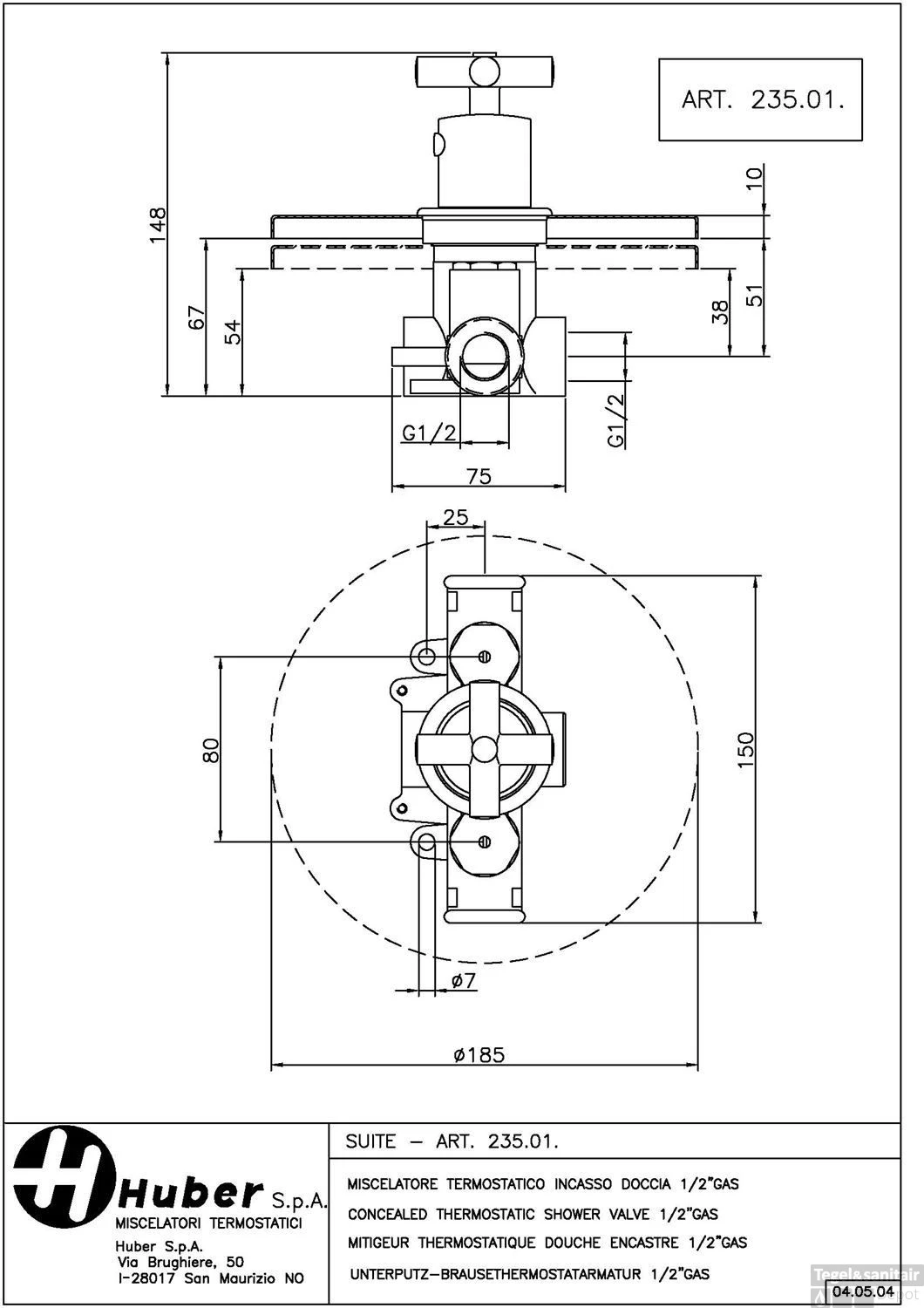 Huber Suite Inbouw Thermostaat Zonder Stopkraan 23501HNS 1 Huber Suite Inbouw Thermostaat Zonder Stopkraan 23501HNS
