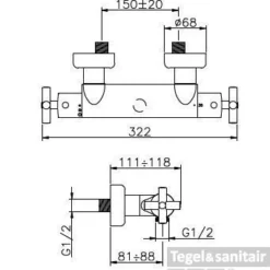 Huber Suite Opbouw Douchethermostaat 23001NFHCR