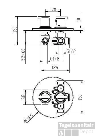 Huber Tratto Douchethermostaatkraan Inbouw Chroom 868.01H.CR 1 Huber Tratto Douchethermostaatkraan Inbouw Chroom 868.01H.CR