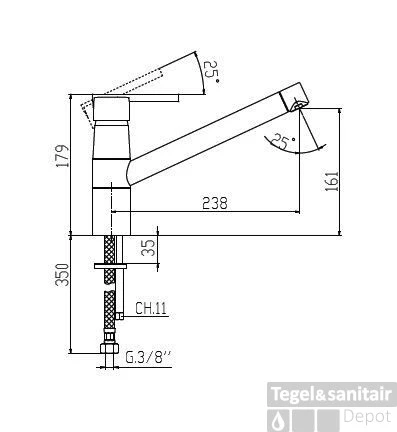 Huber Tratto Keukenmengkraan Chroom TT.000580.21 2 Huber Tratto Keukenmengkraan Chroom TT.000580.21 - Afbeelding 2