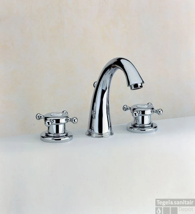 Wastafelmengkraan Huber Victorian 3 Gats 164VT01HCA Chroom-Goud 1 Wastafelmengkraan Huber Victorian 3 Gats 164VT01HCA Chroom-Goud