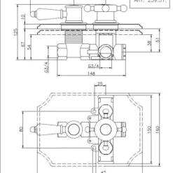 Huber Victorian Inbouw Thermostaatkraan 3/4 Chroom 25951HCR