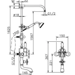 Huber Victorian Thermostatische Bad/doucheset Chroom 597.VT01H.CR