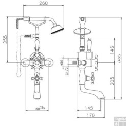 Huber Victorian Thermostatische Badkraan Met Douchegarnituur Chroom-Goud 198VT01HCA -Baden Luxe Verkoop huber victorian thermostatische badkraan met douchegarnituur goud 198vt01hca 1